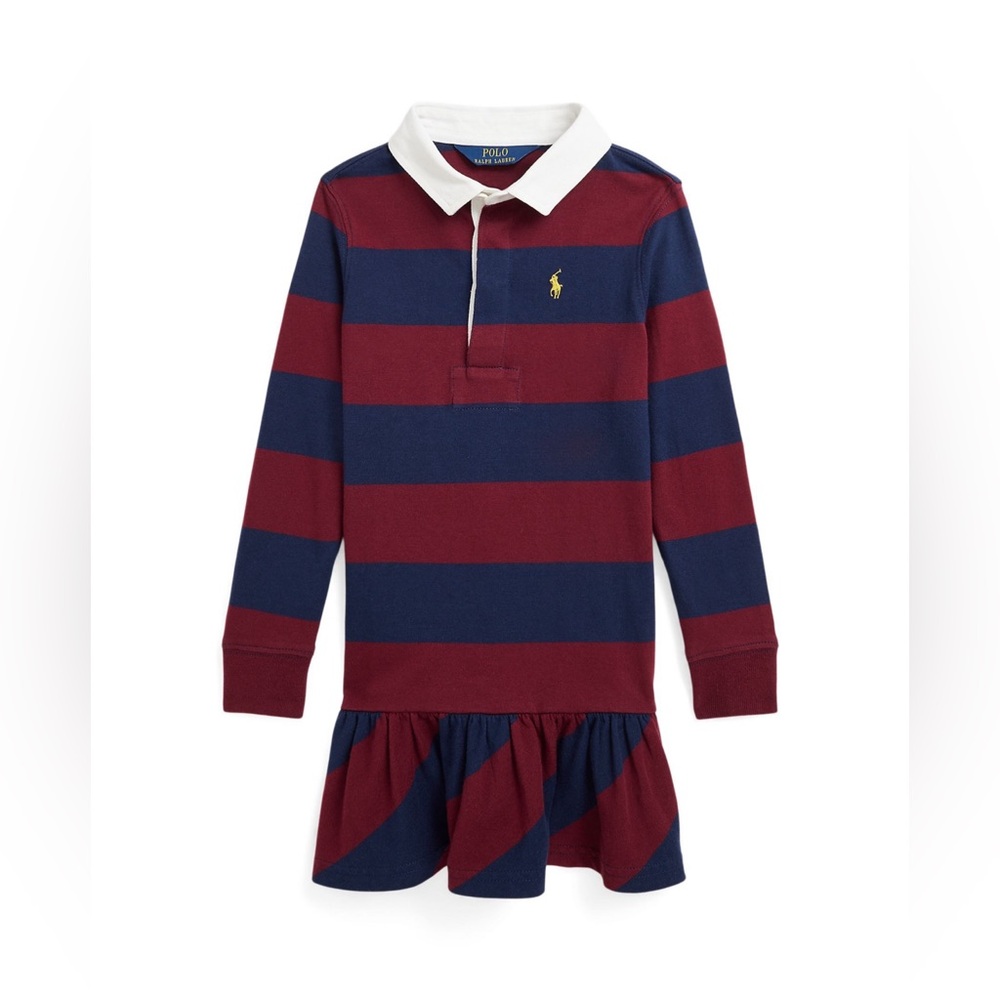 NWT POLO Ralph Lauren LITTLE GIRLS STRIPED COTTON JERSEY RUGBY DRESS SZ XL(16)